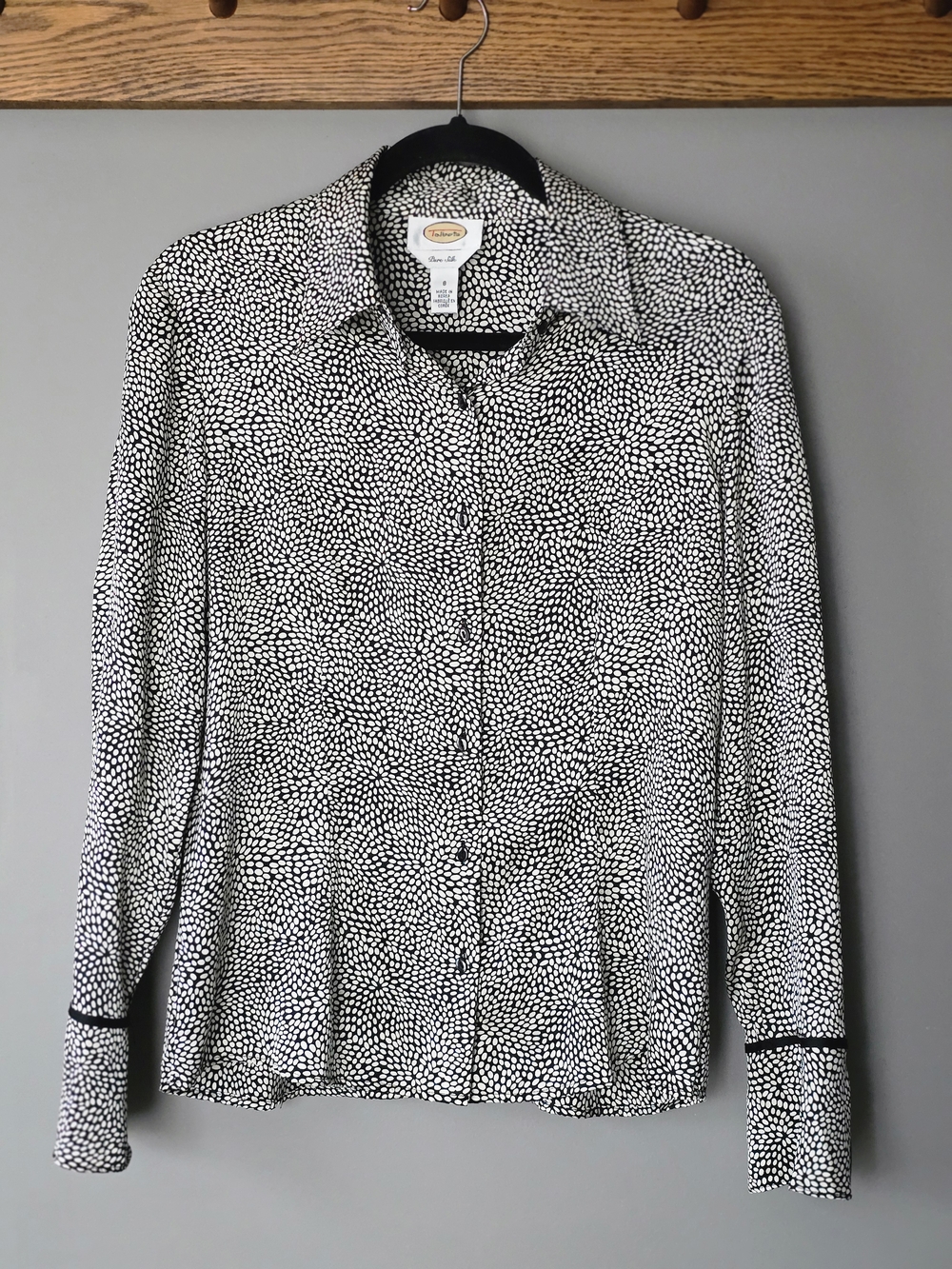 Talbots Black and White Dotted Button-Up Blouse